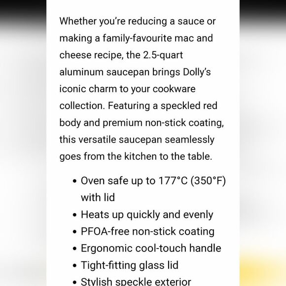 Tabletops Unlimited Dolly Parton 2.5QT Non-Stick Aluminum Covered Saucepan - Picture 5 of 6